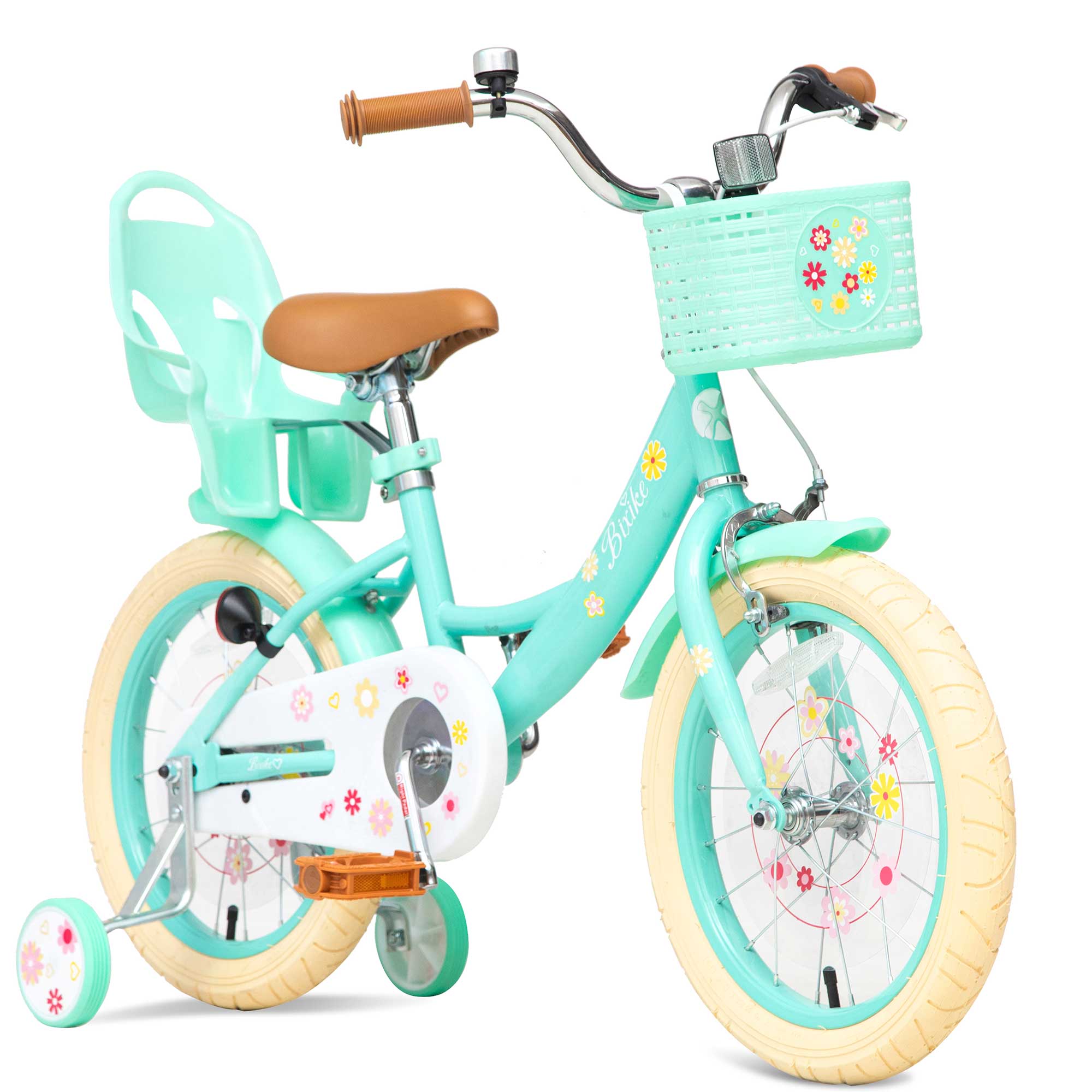 ACEGER 14 Inch Girls Bike with Basket, Training Wheels, and Doll Seat ...