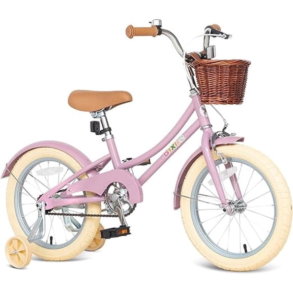 ACEGER 16 Inch Girls Bike with Basket, Pink, Training Wheels, Ages 4-8