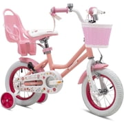 ACEGER 18 Inch Girls Princess Bike with Basket and Training Wheels for Ages 7-10, Pink