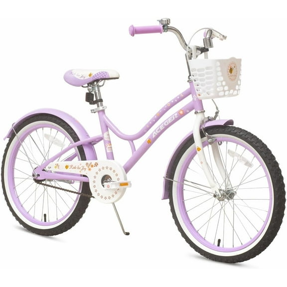 ACEGER 20 Inch Bike with Basket for Girls Ages 9-13, Purple