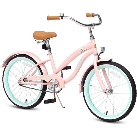 ACEGER 20 Inch Beach Cruiser Bike for Girls Ages 9-13, Pink
