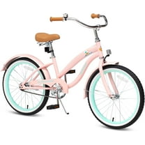 ACEGER 20 Inch Beach Cruiser Bike for Girls Ages 9-13, Pink
