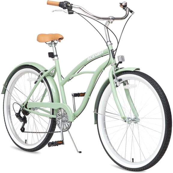 ACEGER 26 inch woman cruiser bike 7 speed bicycle, Green