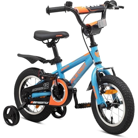 ACEGER MARCO 12 Inch Boys BMX Bike with Training Wheels for Ages 3-5, Blue
