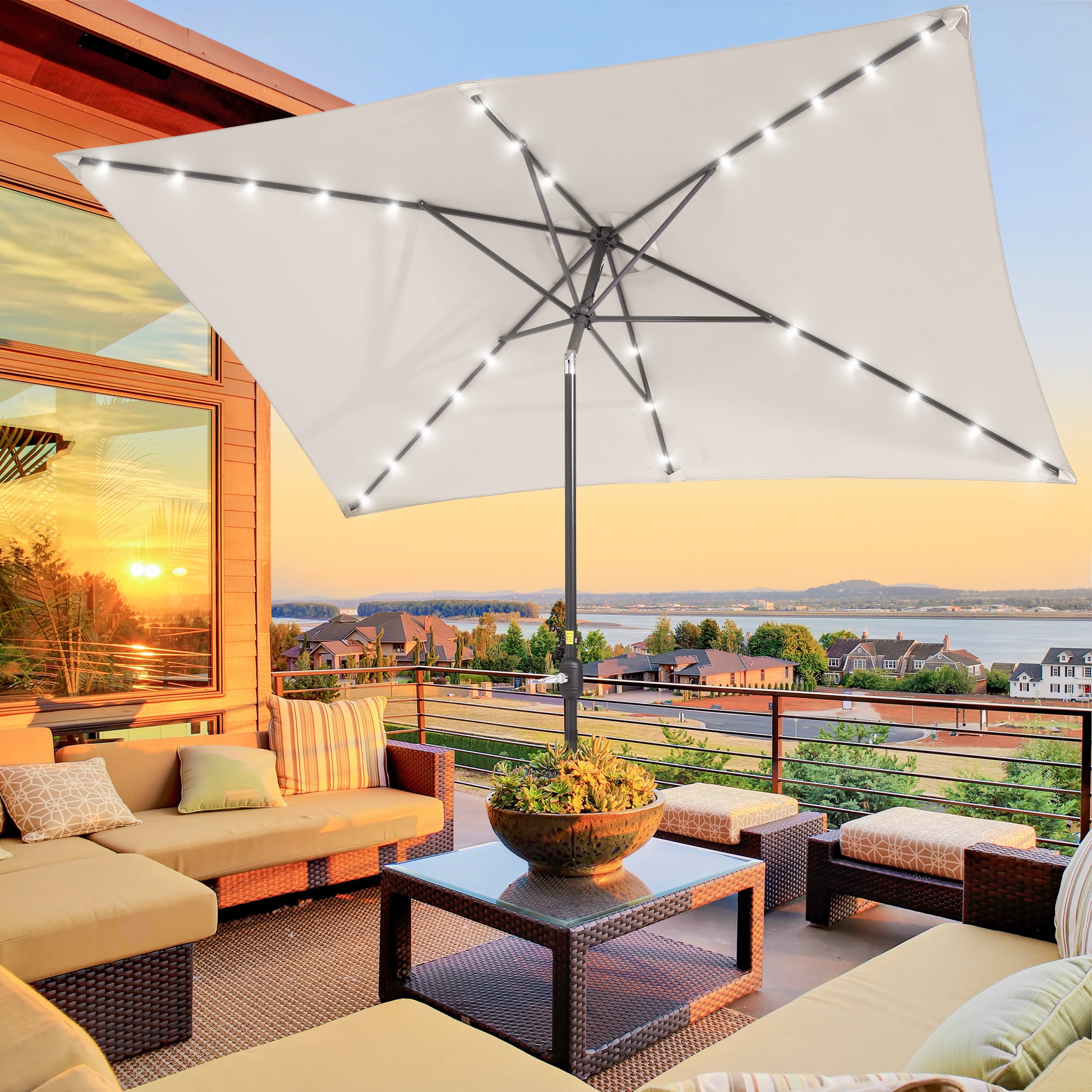 ACEGOSES 10 x 6.5ft LED Rectangle Outdoor Patio Deck Market Outside