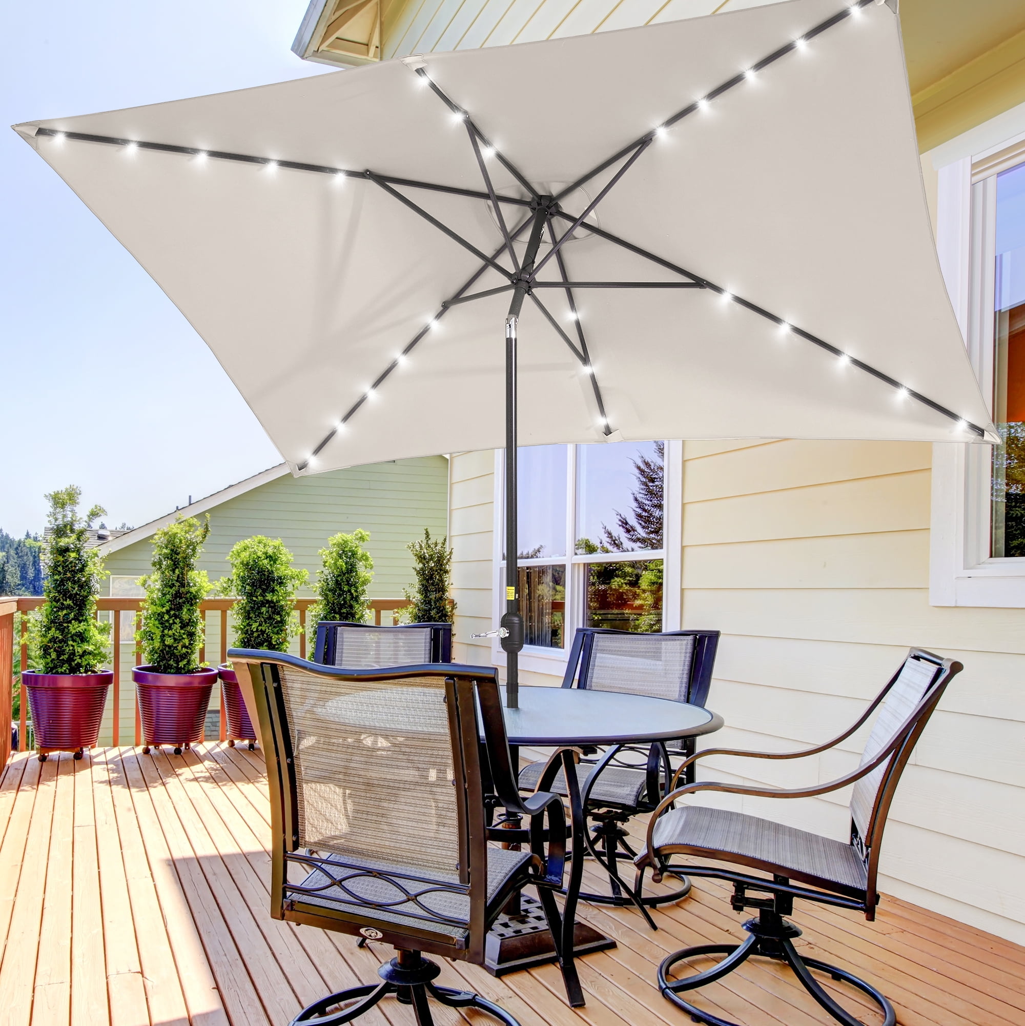 ACEGOSES LED Rectangle Garden Dining Patio Umbrella, 10 x 6.5ft, Non-Fading Polyester Canopy, Lake Blue - Walmart.com ACEGOSES LED Rectangle Garden Dining Patio Umbrella, 10 x 6.5ft, Non-Fading Polyester Canopy, Lake Blue - Walmart.com