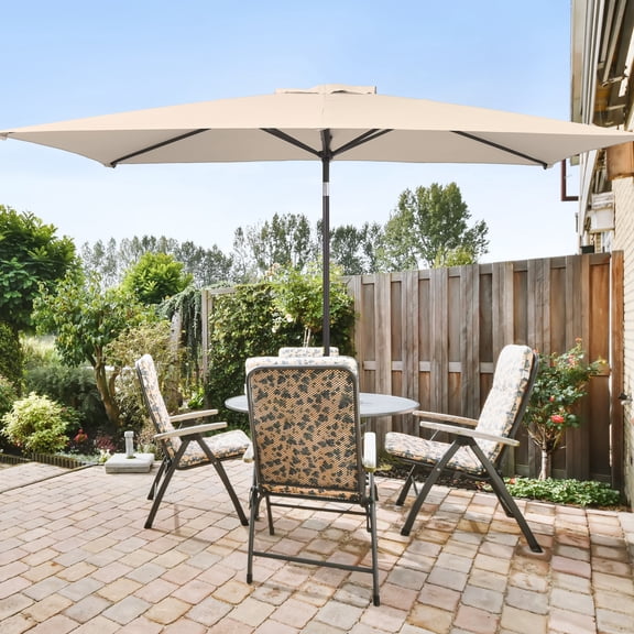 ACEGOSES 10 x 6.5ft Outdoor Patio Table Umbrella with Non-Fading canopy for Garden and Yard,Oyster white