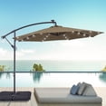 thumbnail image 1 of ACEGOSES 10ft 32 LED Outdoor Patio offset Umbrella, Solar Lighted Hanging Umbrella with 8 Ribs for Desk,Garden,Yard,Taupe, 1 of 10