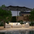 thumbnail image 1 of ACEGOSES 13x7.2Ft Large LED Double-Sided Rectangular Outdoor Patio Market Umbrella with Crank, Solar Panel, Black, 1 of 7