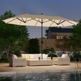 thumbnail image 1 of ACEGOSES 13x7.2Ft Large LED Double-Sided Rectangular Outdoor Patio Market Umbrella with Crank, Solar Panel, Sand, 1 of 7
