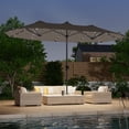thumbnail image 1 of ACEGOSES 13x7.2Ft Large LED Double-Sided Rectangular Outdoor Patio Market Umbrella with Crank, Solar Panel, Taupe, 1 of 7