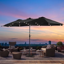 ACEGOSES 15 x 9ft LED Double-Sided Patio Market Umbrella Outdoor with LED Lights for Garden, Deck and Pool,Black
