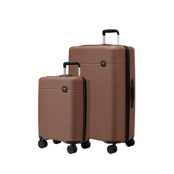 ACEGOSES 2-Piece Luggage Set (20" Carry-on / 28" Checked Luggage) Lightweight Hardside Suitcase with 360° Spinner Wheels, TSA Lock, Scratch-Resistant, Mocha Brown