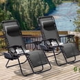 thumbnail image 1 of ACEGOSES 2PCS Patio Zero-gravity Folding Chair Poolside Recliner with Side Tray Support 330 lbs Waterproof Outdoor Single Chair,Dull black, 1 of 6