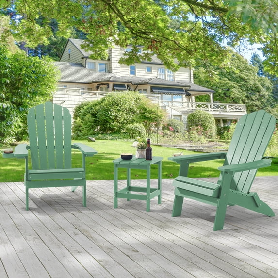 ACEGOSES 2Pcs Outdoor Folding Adirondack Chair Patio Plastic Fire Pit Chair for Outside, Deck and and Balcony,Green