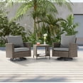ACEGOSES 3-Piece Patio Sofa Set Rattan Swivel Rocking Chair Set Side ...