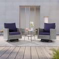 thumbnail image 1 of ACEGOSES 3-Piece Patio Sofa Set Rattan Swivel Rocking Chair Set Side Table Suiting Backyard, Poolside and Patio,Navy Blue, 1 of 1