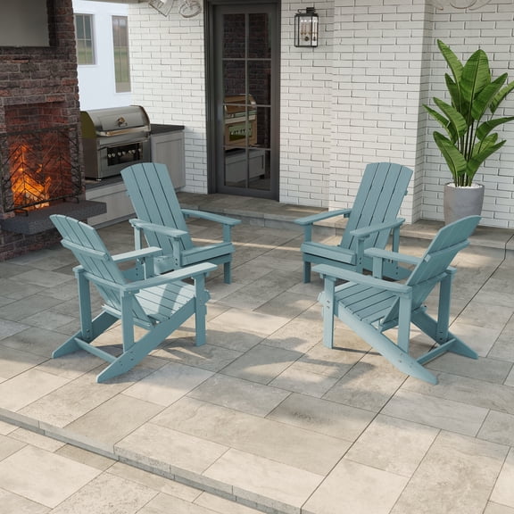 ACEGOSES 4 Pcs Adirondack Chair Weather Resistant for Patio Garden, Backyard,Porches and Indoors,Lake Blue