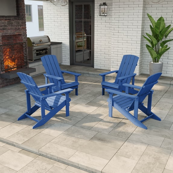 ACEGOSES 4 Pcs Adirondack Chair Weather Resistant for Patio Garden, Backyard,Porches and Indoors,Navy Blue