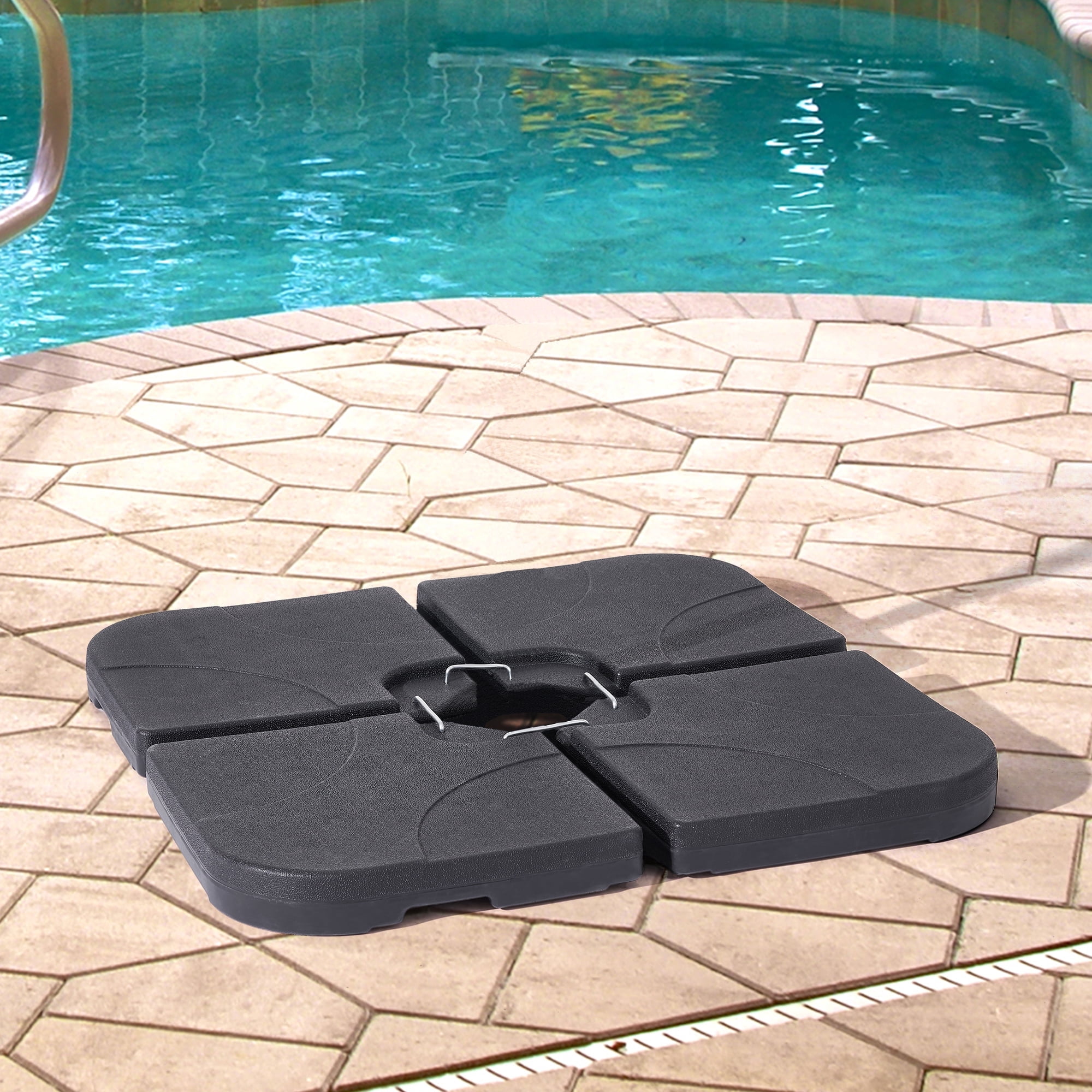 ACEGOSES 4-Piece Maximum 176b Stand Square Sand Filled Plastic Base for Cantilever Offset Patio Umbrella, Black