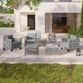 thumbnail image 1 of ACEGOSES 5-Piece Patio Sofa Set Gray Rattan Outdoor Furniture Set Three-Seat Sofa Ottomans Suiting Backyard, Poolside and Patio,Gray, 1 of 7