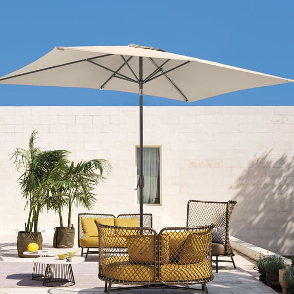 ACEGOSES 6×9ft Rectangular Patio Umbrella with UPF50+, Tilt Function and Wind-Resistant Design, Beige