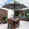 thumbnail image 1 of ACEGOSES 7.5ft LED Solar Outdoor Patio Market Table Umbrella with Polyester Canopy for Garden,Yard and Poolside, Cold Gray, 1 of 9
