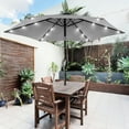 thumbnail image 1 of ACEGOSES 7.5ft LED Solar Outdoor Patio Market Table Umbrella with Polyester Canopy for Garden,Yard and Poolside, Gray, 1 of 9