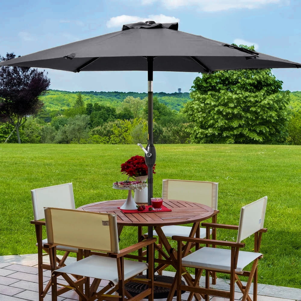 ACEGOSES 7.5ft Patio Umbrella, Outside Table Umbrellas With Non-Fading Polyester canopy, Anthracite