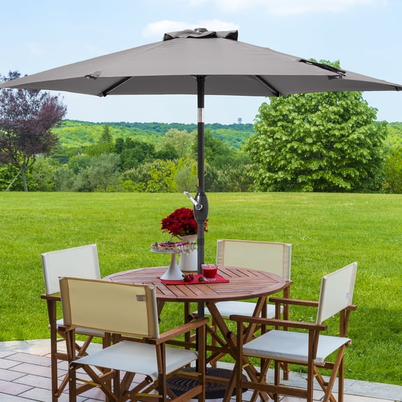 ACEGOSES 7.5ft Patio Umbrella, Outside Table Umbrellas With Non-Fading Polyester canopy, Gray