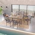 thumbnail image 1 of ACEGOSES 7-Piece Modern Outdoor Dining Furniture Set, Rust and Weather Proof Steel and Textilene Chairs, HIPS Tabletop for Garden, Porch and Patio, Gray, 1 of 6