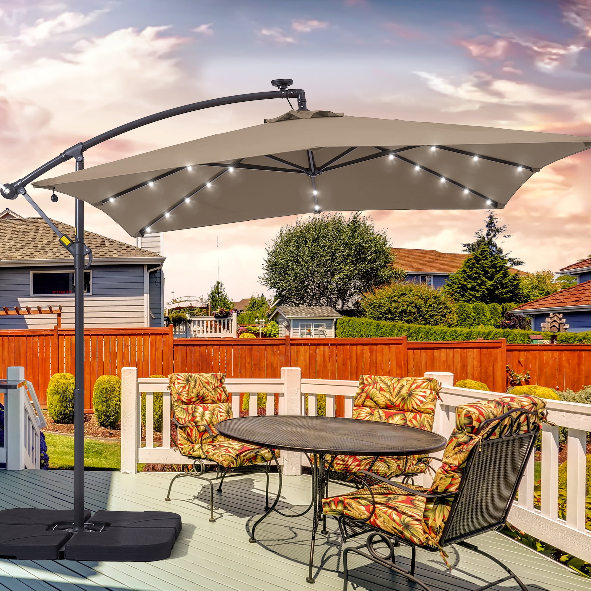 ACEGOSES 8.2x8.2ft LED Square Outdoor Patio Canopy Offset
