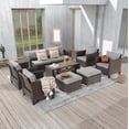 thumbnail image 1 of ACEGOSES 8-Piece Patio Sofa Set Rattan Outdoor Furniture Set Three-Seat Sofa Ottomans Suiting Backyard, Poolside and Patio,Light Gray, 1 of 1
