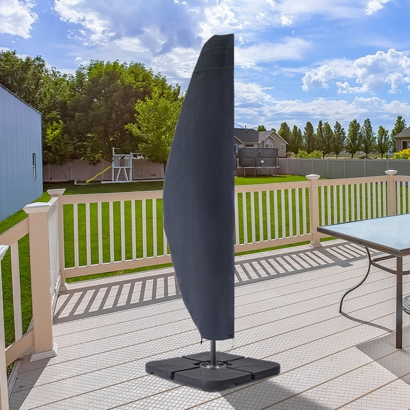 ACEGOSES 9-11 ft Outdoor Patio Umbrella Covers Zippered Waterproof Parasol for Offset Hanging Umbrella Cantilever Umbrella ,Gray