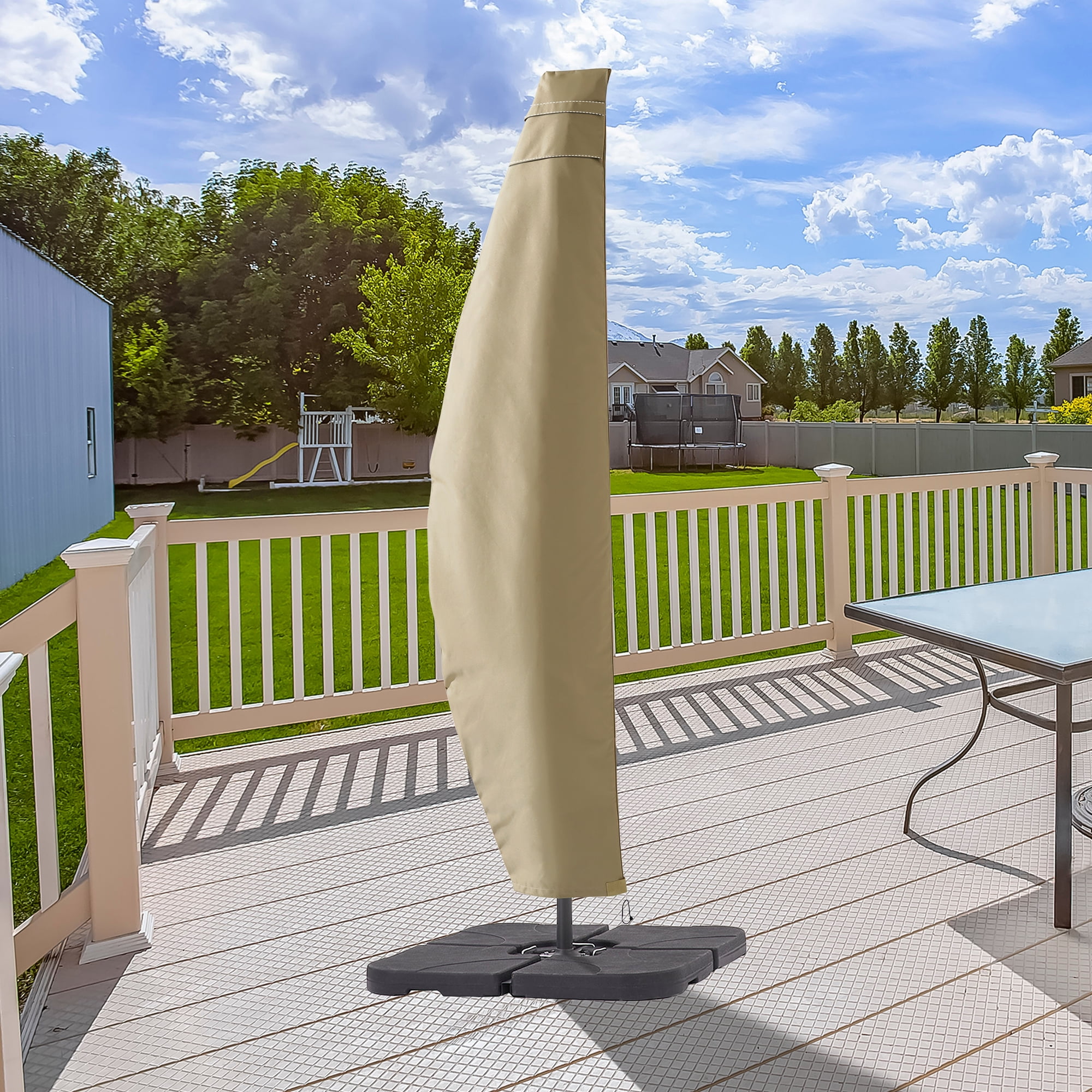 ACEGOSES 9-11 ft Outdoor Patio Umbrella Covers Zippered Waterproof Parasol for Offset Hanging Umbrella Cantilever Umbrella,KhaKi