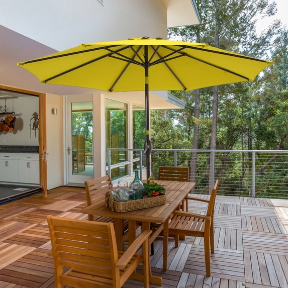 ACEGOSES 9ft Outdoor Patio Umbrella with Tilt 8 Ribs and Crank, Waterproof Sunshade Canopy for Garden and Yard,Yellow