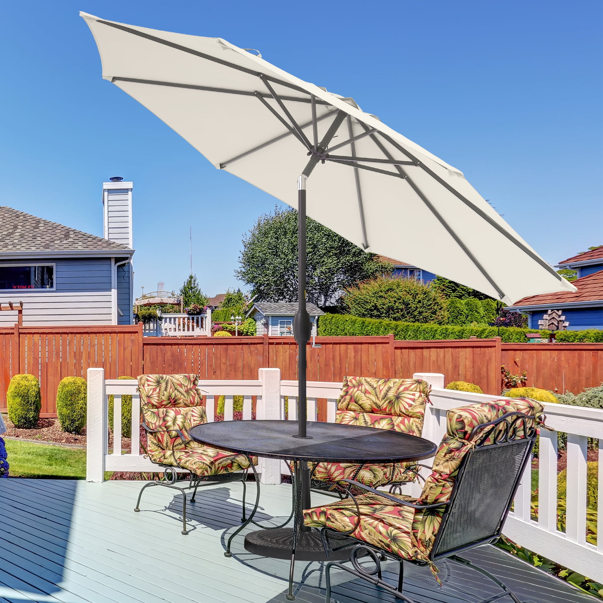 ACEGOSES 9ft Outdoor Patio Umbrella with Tilt 8 Ribs and Crank for Garden and Yard ,Beige