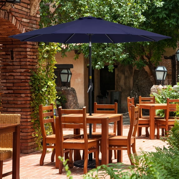 ACEGOSES 9ft Outdoor Patio Umbrella with Tilt 8 Ribs and Crank for Garden and Yard ,Navy Blue