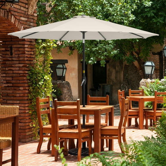 ACEGOSES 9ft Patio Umbrella with Tilt and Crank Waterproof Sunshade Canopy 8 Ribs,Beige