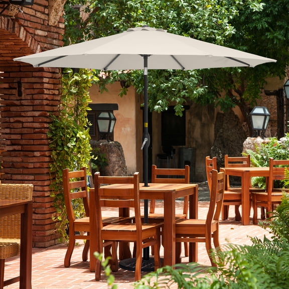 ACEGOSES 9ft Patio Umbrella with Tilt and Crank Waterproof Sunshade Canopy 8 Ribs,Beige
