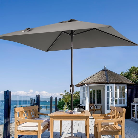 ACEGOSES Outdoor Patio 6.5x6.5ft Deck Market Umbrella, Outside Table Umbrellas With Non-Fading Polyester canopy,Gray