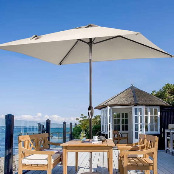ACEGOSES Outdoor Patio 6.5x6.5ft Deck Market Umbrella, Outside Table Umbrellas With Non-Fading Polyester canopy,Sand
