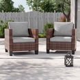 thumbnail image 1 of ACEGOSES Outdoor Patio Wicker Chairs Set of 2, Brown Rattan Seating with Thick Cushions for Lawn or Poolside, Light Gray, 1 of 6