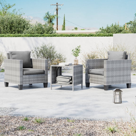 ACEGOSES Patio Outdoor Furniture Gray Rattan Seating Armchairs Set Thickening Cushions for Outdoor Occasions of Lawn, Poolside, Gray
