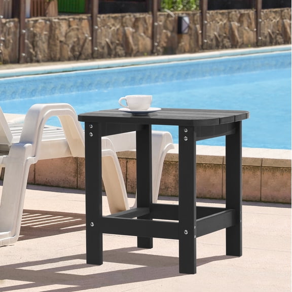 ACEGOSES Patio Side Table, Adirondack Outdoor HIPS Weather-Proof Square End Table, Black