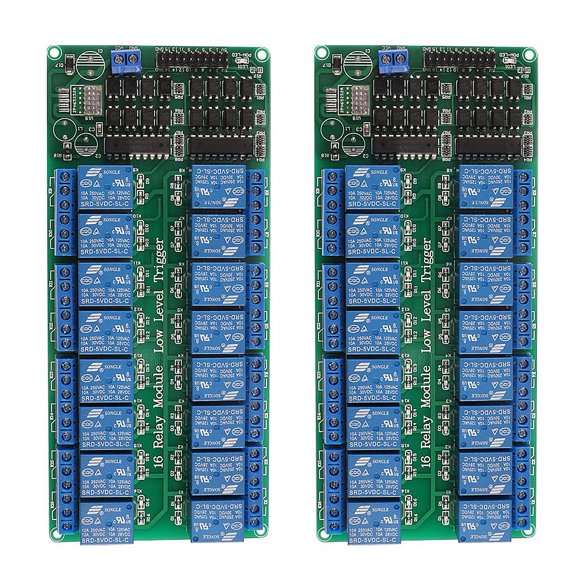 ACEIRMC 5V 16-Channel Relay Interface Board Module Optocoupler LED LM2576 Power for Arduino DIY Kit PiC ARM AVR (2pcs)