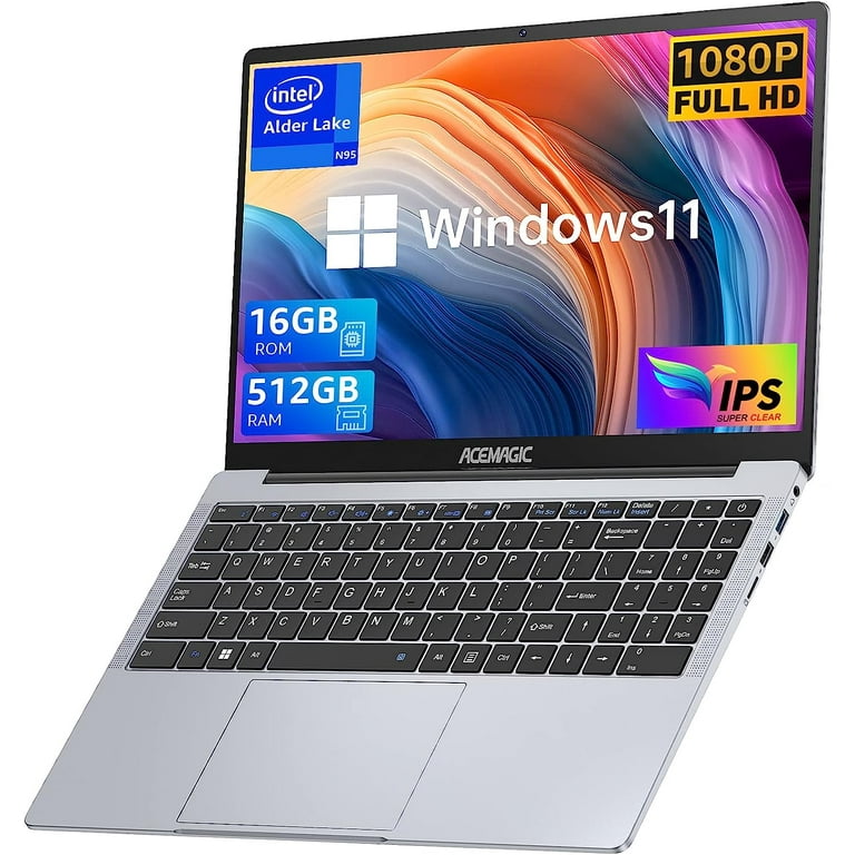 ACEMAGIC Laptop Computer 16GB DDR4 512GB SSD, Intel Quad-Core N95 Processor  Windows 11 Laptop, 15.6 inch Laptop with Metal Body Support 1080P, TF