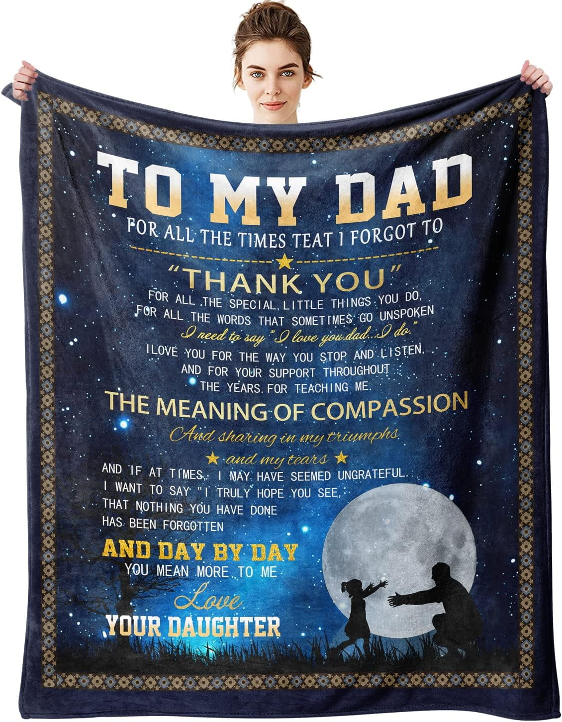 ACEME Dad Blanket 50x60inch， Dad Blanket from Daughter to My Dad