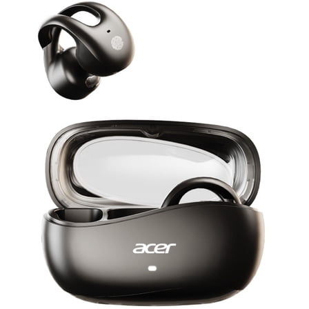 Acer Bluetooth 5.4 Open Ear Clip-On Earbuds - HiFi Stereo, Type-C Fast Charge, Ultra-Long Standby - Wireless Headphones for Workout & Running, Black