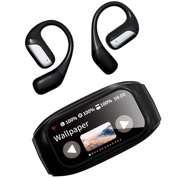 Acer Open Ear Headphones Wireless, Over Ear Earbuds with Ergonomic Earhook, Bass Boosted Bluetooth Headphones 5.4 with Smart Digital Display,Black